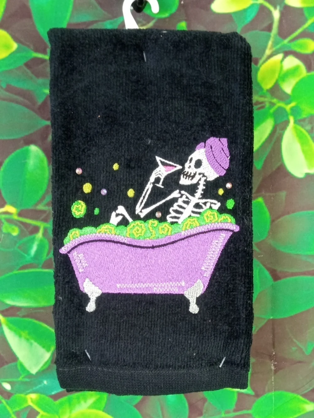 👻 Skeleton in Bathtub Embroidered Guest Towel Set
